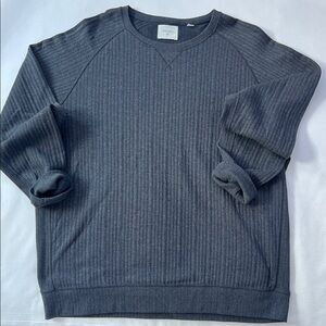 Billy Reid Men’s Ribbed Crewneck Sweatshirt - Charcoal XL New